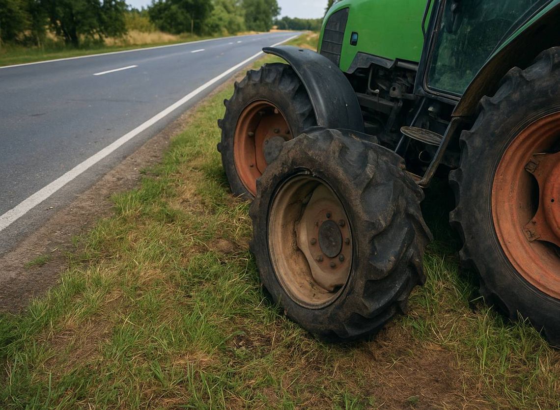 Niebezpieczne wyprzedzanie w Rożdżałowie-Kolonii. Po zderzeniu z ciągnikiem pasażerka trafiła do szpitala