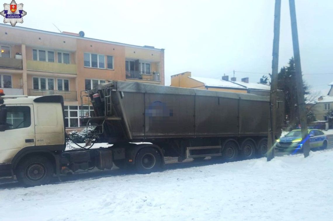 Zatrzymany pijany kierowca ciężarówki.