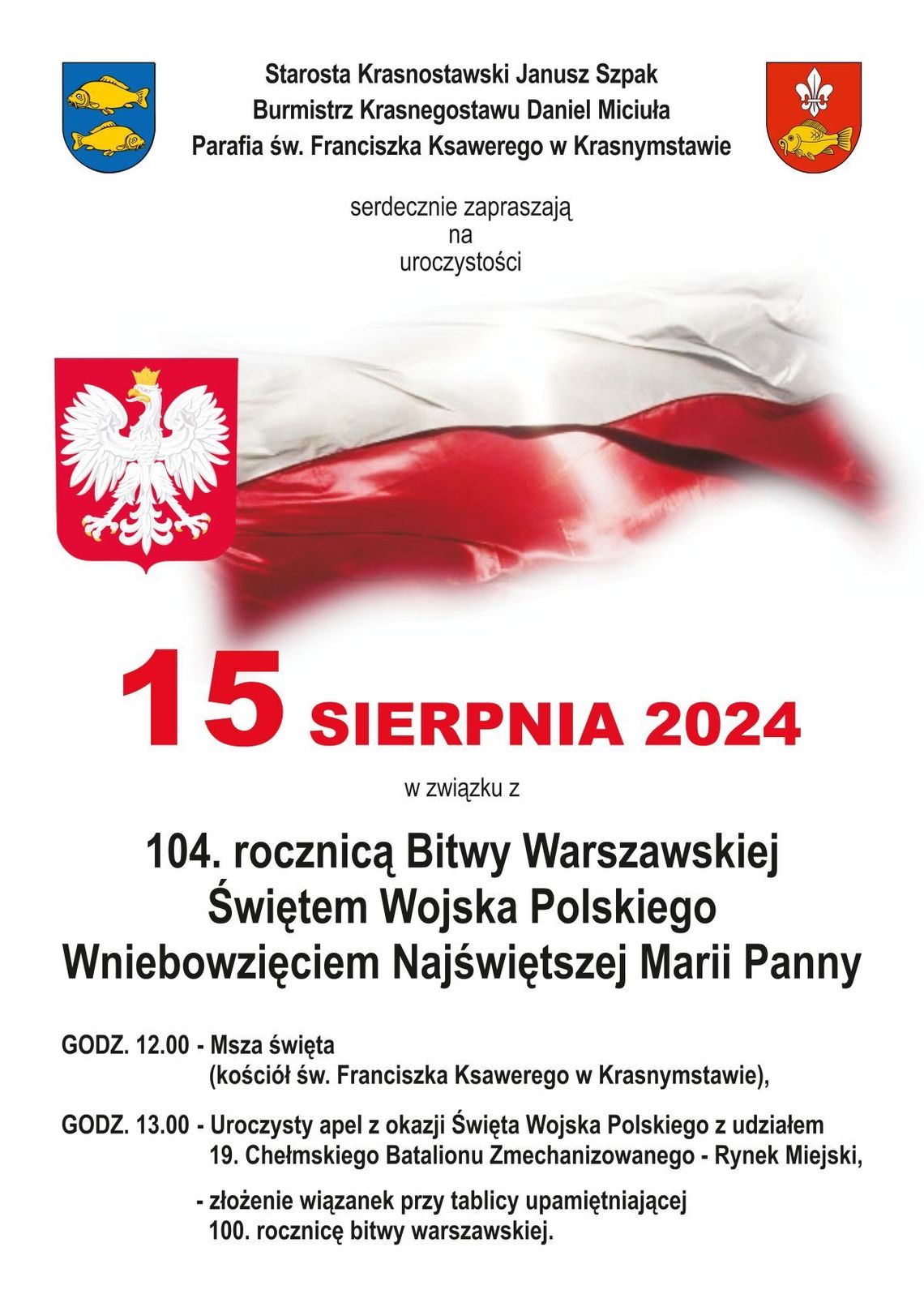 Krasnystaw. Obchody Święta Wojska Polskiego i 104. rocznicy Bitwy Warszawskiej