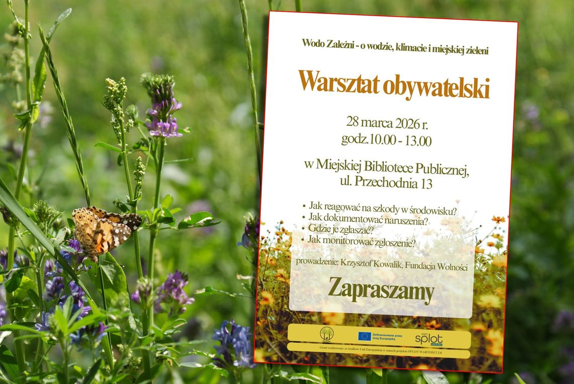 Od narzekania do działania. Włodawianie nauczą się, jak prawnie bronić drzew i klimatu plakat wydarzenia na tle zdjęcia z przyrodą