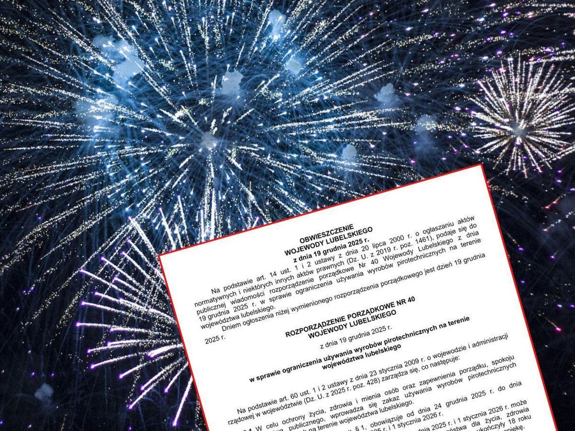 Ograniczenia w używaniu fajerwerków na terenie województwa lubelskiego