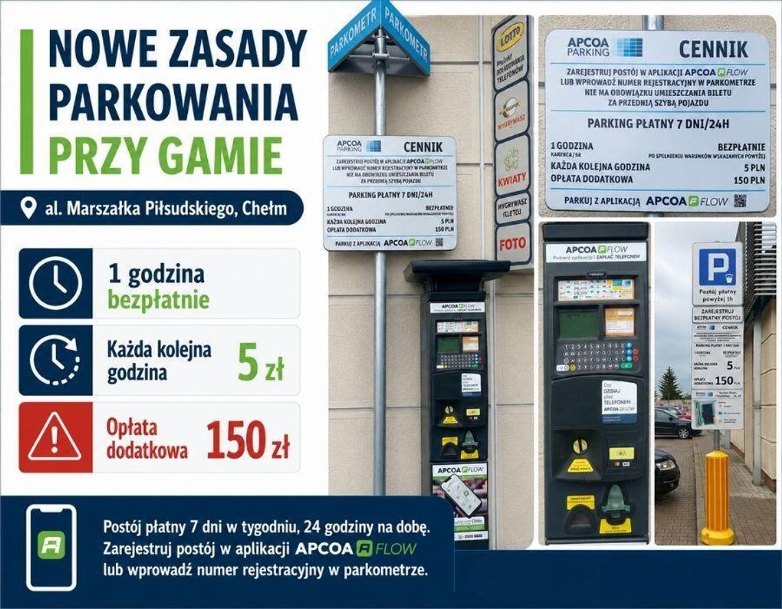 Chełm. Parking przy Gamie przy Al. Marszałka Piłsudskiego już płatny. Brak rejestracji może kosztować 150 zł