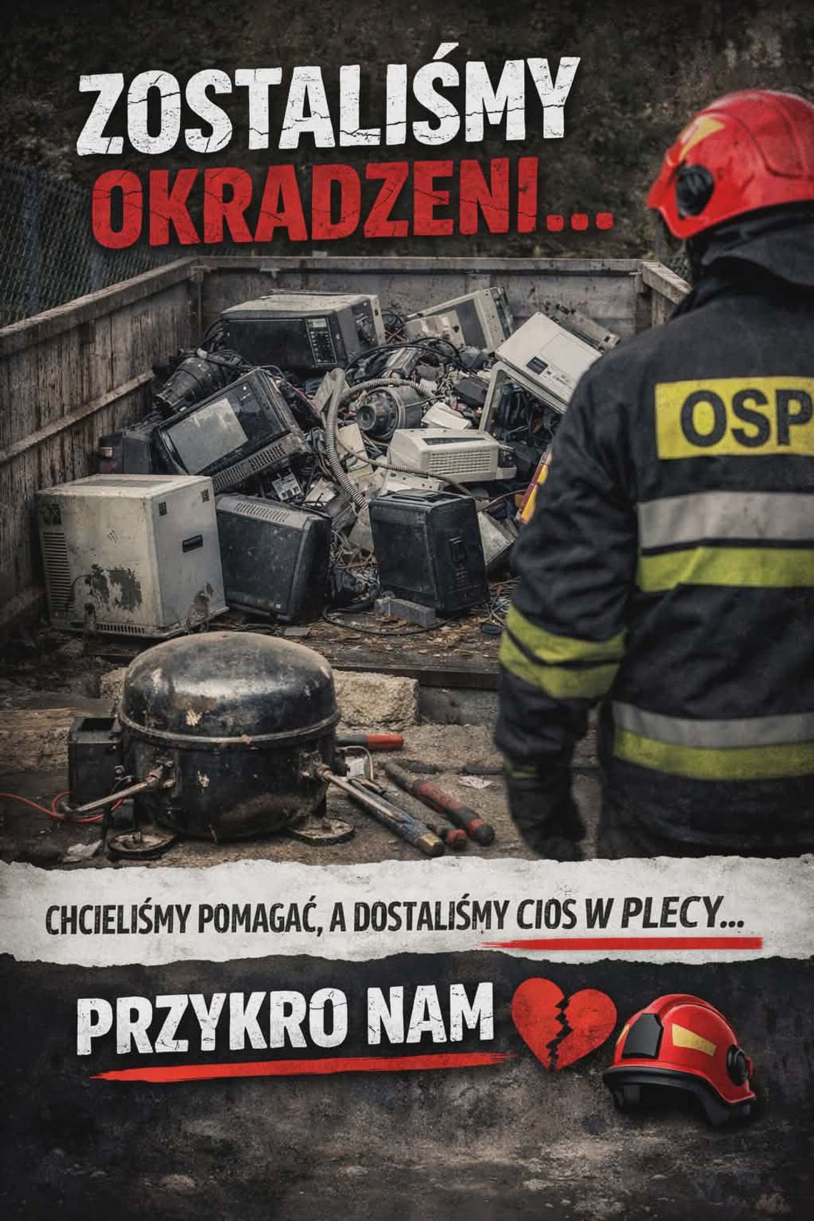 Podły czyn przed świętami. Ktoś okradł strażaków z OSP Kanie