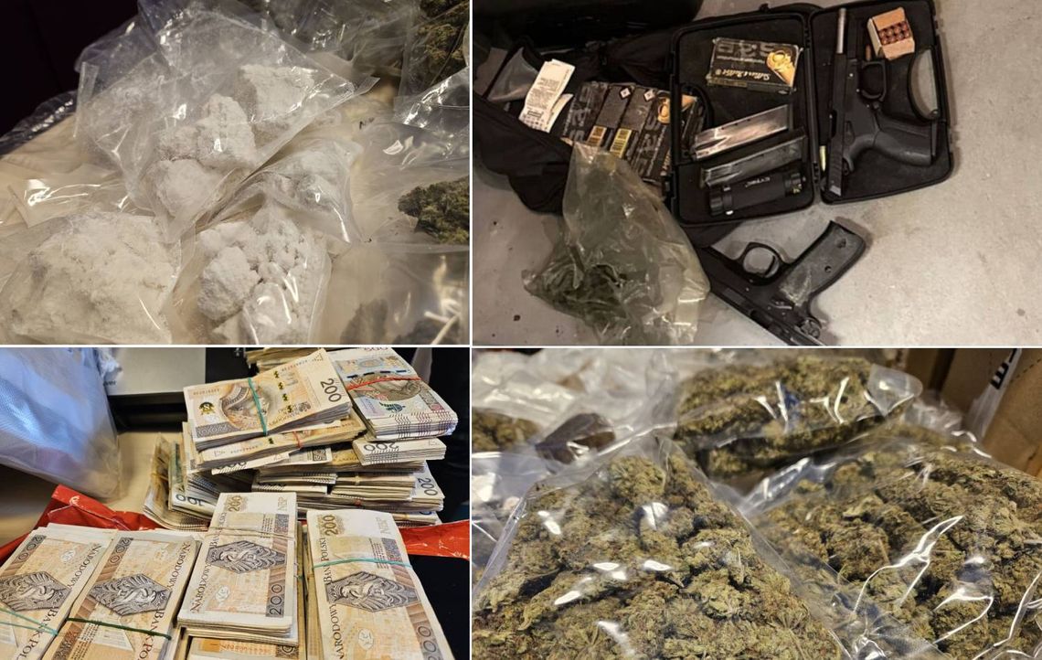 Ponad 3 kg narkotyków, broń bez zezwolenia i prawie milion złotych. W operacji uczestniczyli CBŚP z Chełma