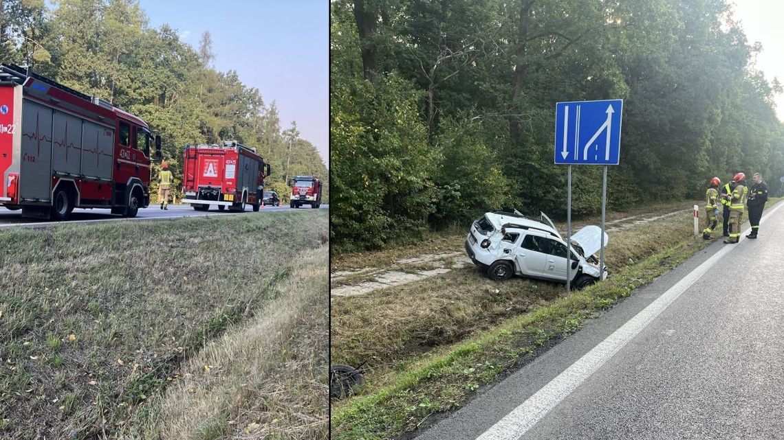 Pow. krasnostawski. Auto w rowie na DK17. Kierowca nie był w stanie nad nim zapanować