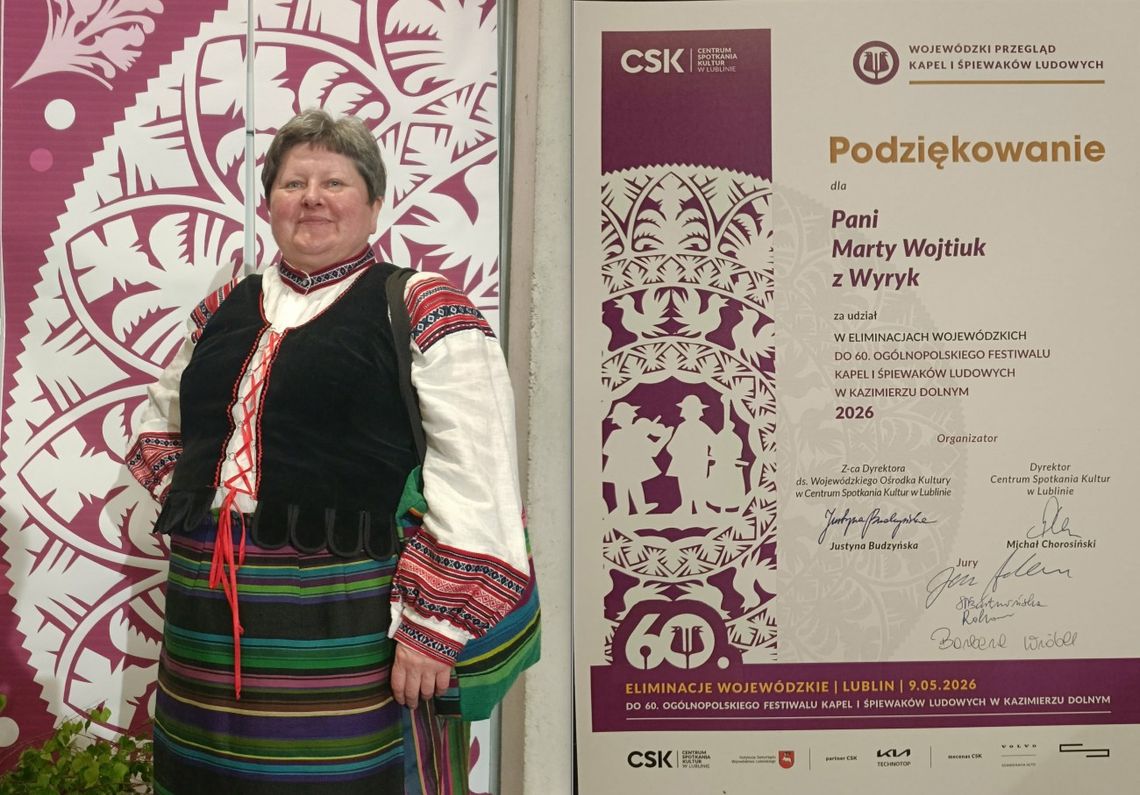 Marta Wojtiuk i podziękowanie za udział w eliminacjach wojewódzkich