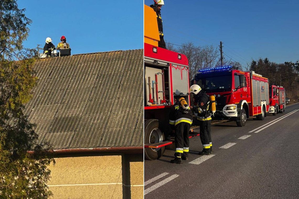 Pożar w Kraśniczynie. Ogień przeniósł się z komina na ściany poddasza