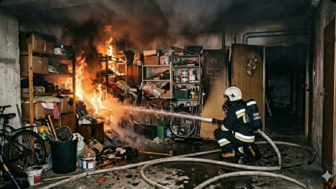 Pożar w piwnicy, jedna osoba poszkodowana