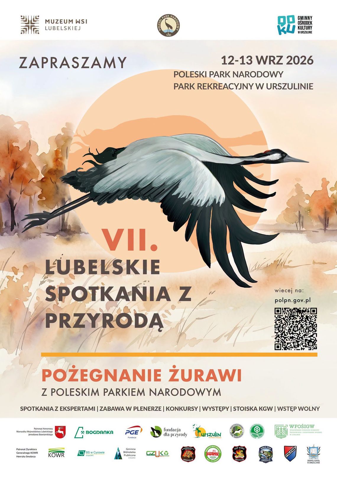 12 i 13 września Urszulin zaprosi mieszkańców regionu i turystów na VII Lubelskie Spotkania z Przyrodą „Pożegnanie Żurawi”.