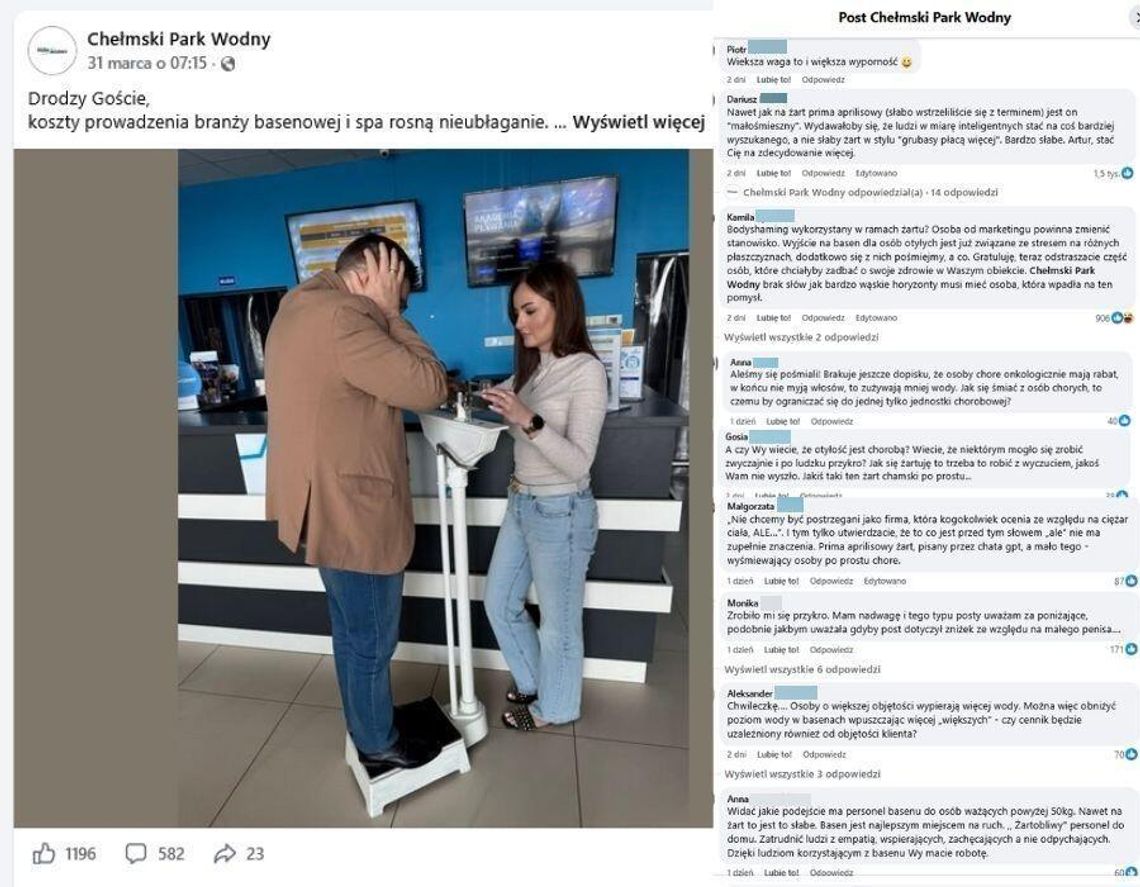 Primaaprilisowy żart, który wywołał burzę. Chełmski Park Wodny pod ostrzałem internautów