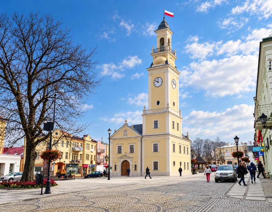 Wizualizacja przedstawiająca możliwy wygląd odbudowanego ratusza na placu Łuczkowskiego w Chełmie. Oprac. red. na podstawie koncepcji z 2019 roku. Miasto planuje przeznaczyć 300 tys. zł na nową dokumentację projektową. Ostateczna decyzja o odbudowie ratusza jeszcze nie zapadła.