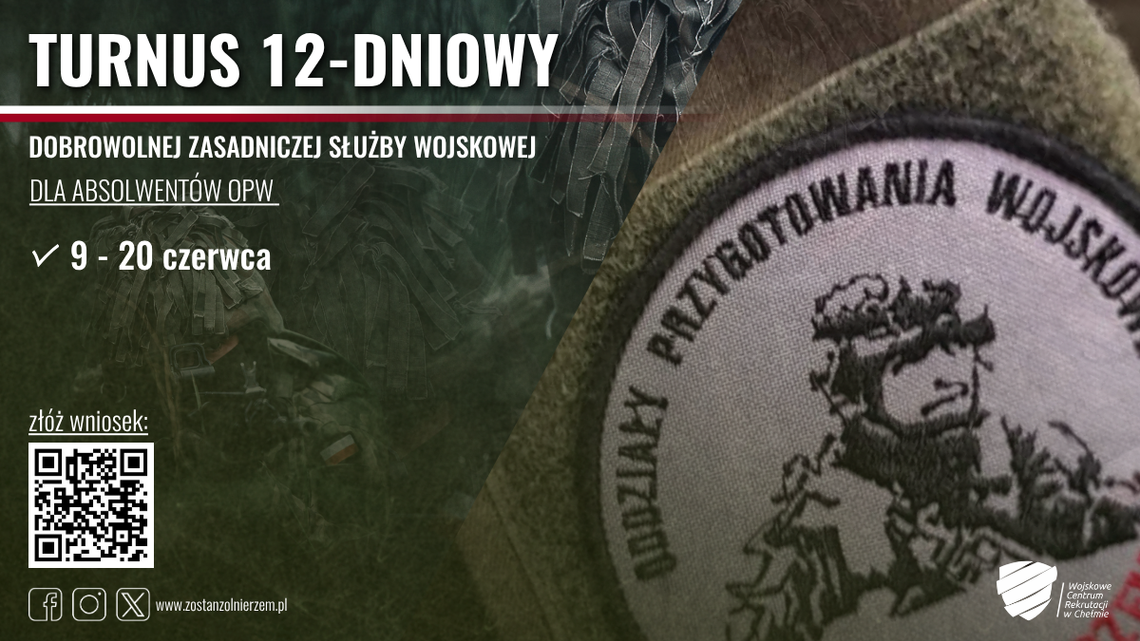 Nie tak dawno, bo na początku kwietnia, informowaliśmy o możliwości wzięcia udziału w IV turnusie zasadniczej służby wojskowej. Ta oferta pozostaje wciąż aktualna, ale dochodzi do niej kolejna - absolwenci Oddziałów Przygotowania Wojskowego mają wyjątkową szansę, by odbyć skróconą służbę.