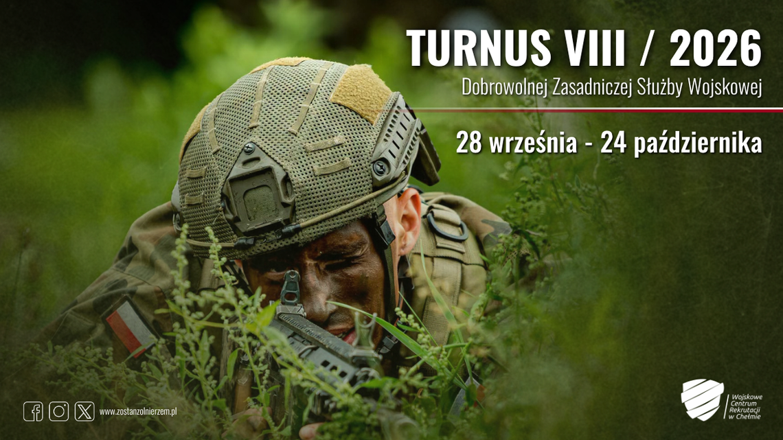 Region. Kolejne wyzwanie dla odważnych. Rusza rekrutacja do VIII turnusu Dobrowolnej Zasadniczej Służby Wojskowej Masz ukończone 18 lat, szukasz nowych wyzwań i zastanawiasz się nad służbą w wojsku? To może być dobry moment, aby sprawdzić swoje możliwości. Wojskowe Centrum Rekrutacji w Chełmie rozpoczęło nabór do VIII turnusu Dobrowolnej Zasadniczej Służby Wojskowej.
