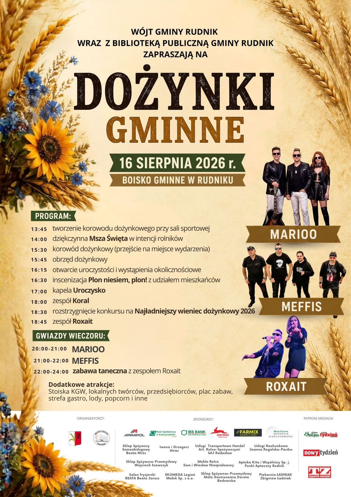 Rudnik. Rolnicy i mieszkańcy regionu podziękują za tegoroczne plony Dożynki Gminne w Rudniku odbędą się 16 sierpnia.