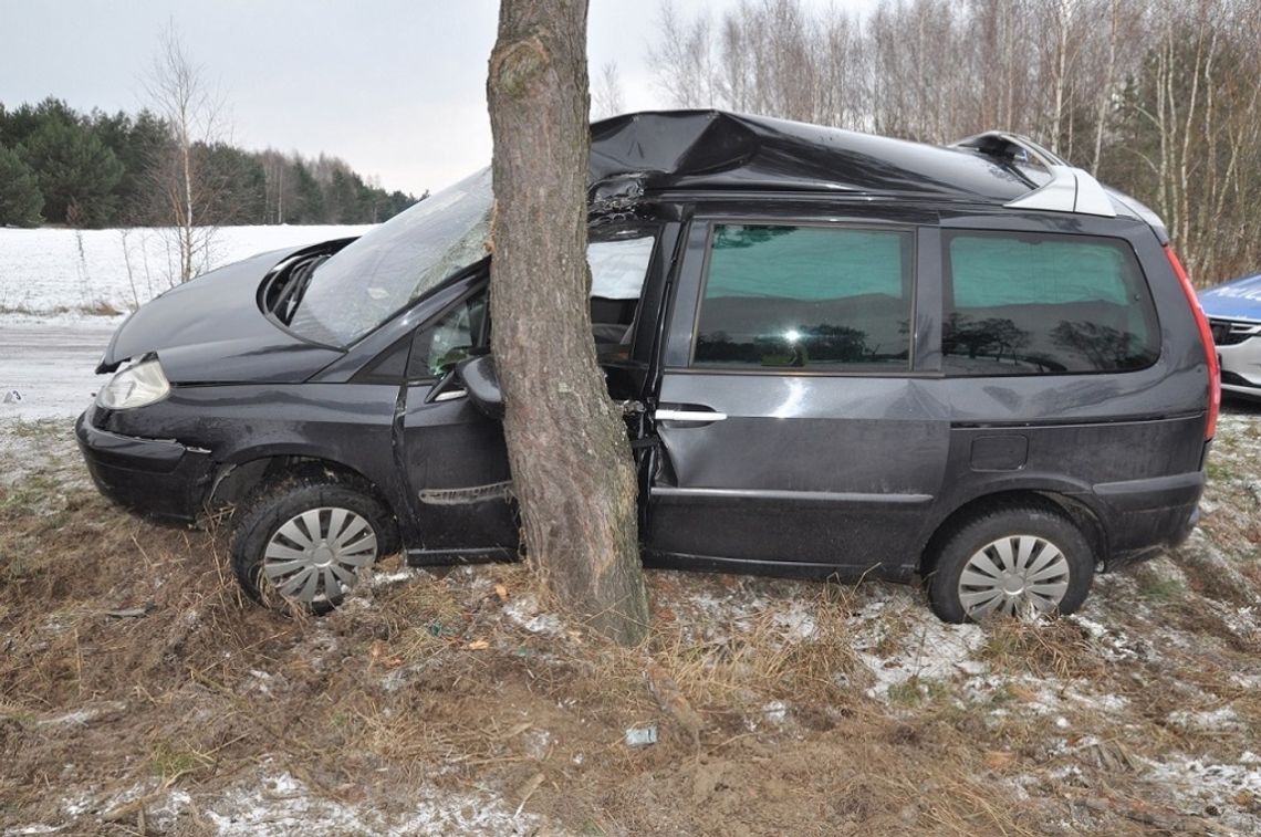 19-latka w szpitalu. Jej auto wpadło w poślizg i uderzyło w drzewo