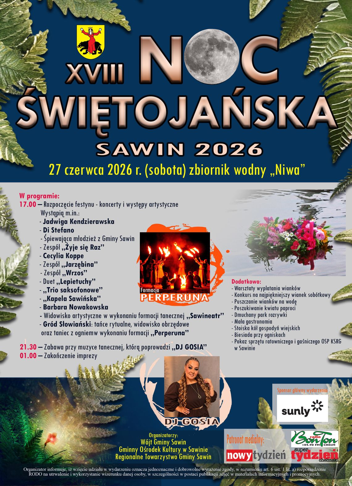 Program XVIII Nocy Świętojańskiej w Sawinie.