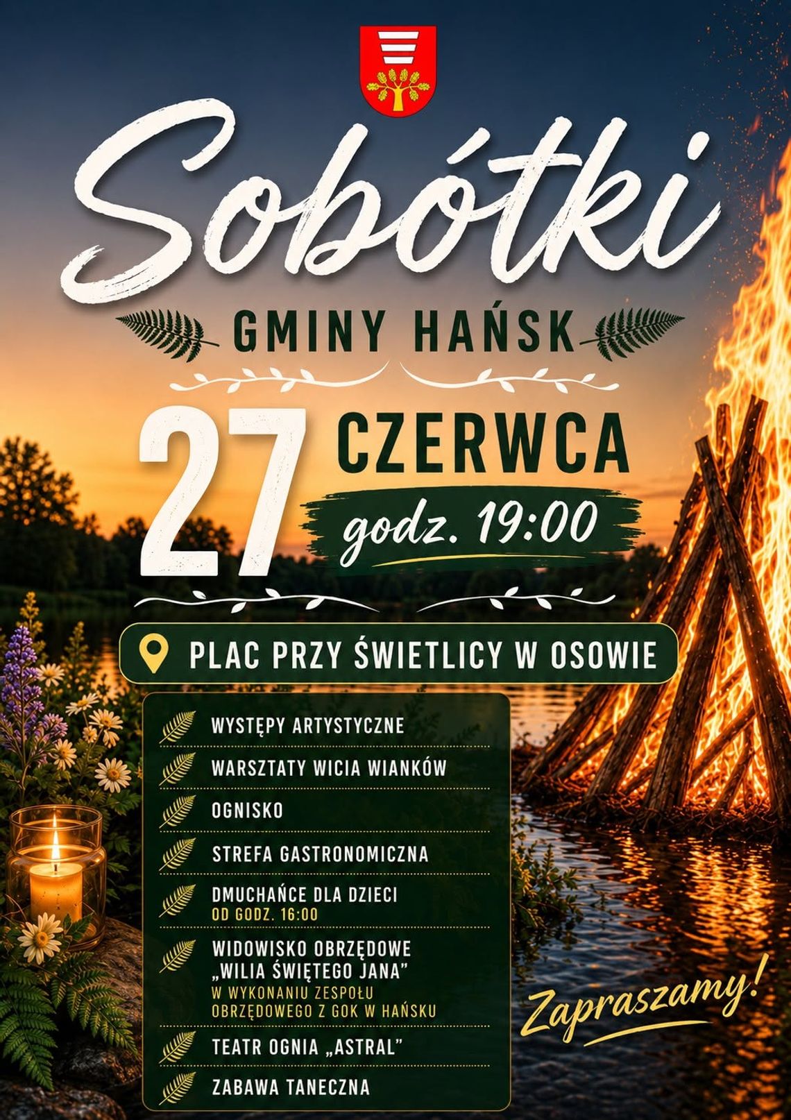 Sobótki Gminy Hańsk odbędą się 27 czerwca w Osowie.