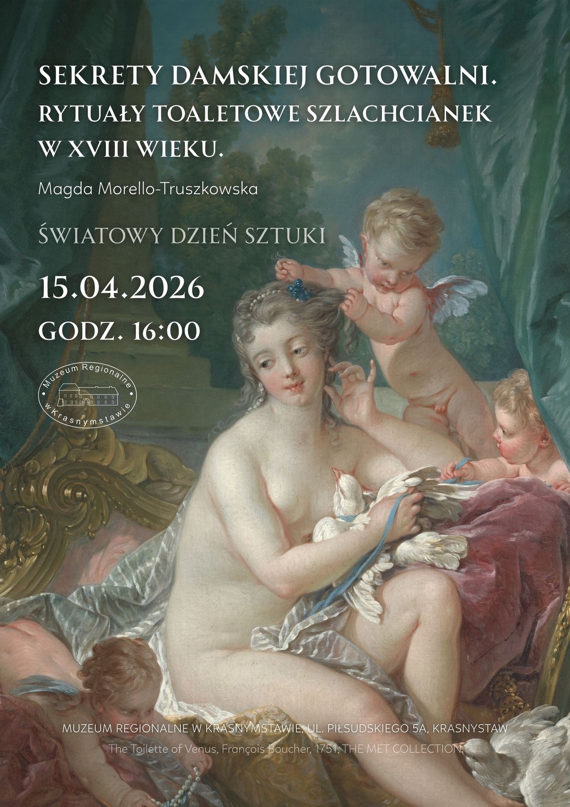 15 kwietnia o godzinie 16:00 w sali refektarzowej Muzeum Regionalnego odbędzie się prelekcja koncentrująca się na analizie rytuałów toaletowych szlachcianek.
