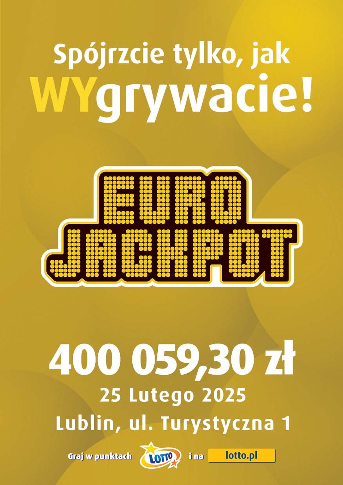 Szczęśliwiec z Lublina wygrał ponad 400 tysięcy zł w Eurojackpot. Wiemy, w której kolekturze Lotto padła wygrana! Szczęśliwiec z Lublina wygrał ponad 400 tysięcy zł w Eurojackpot. Wiemy, w której kolekturze Lotto padła wygrana!