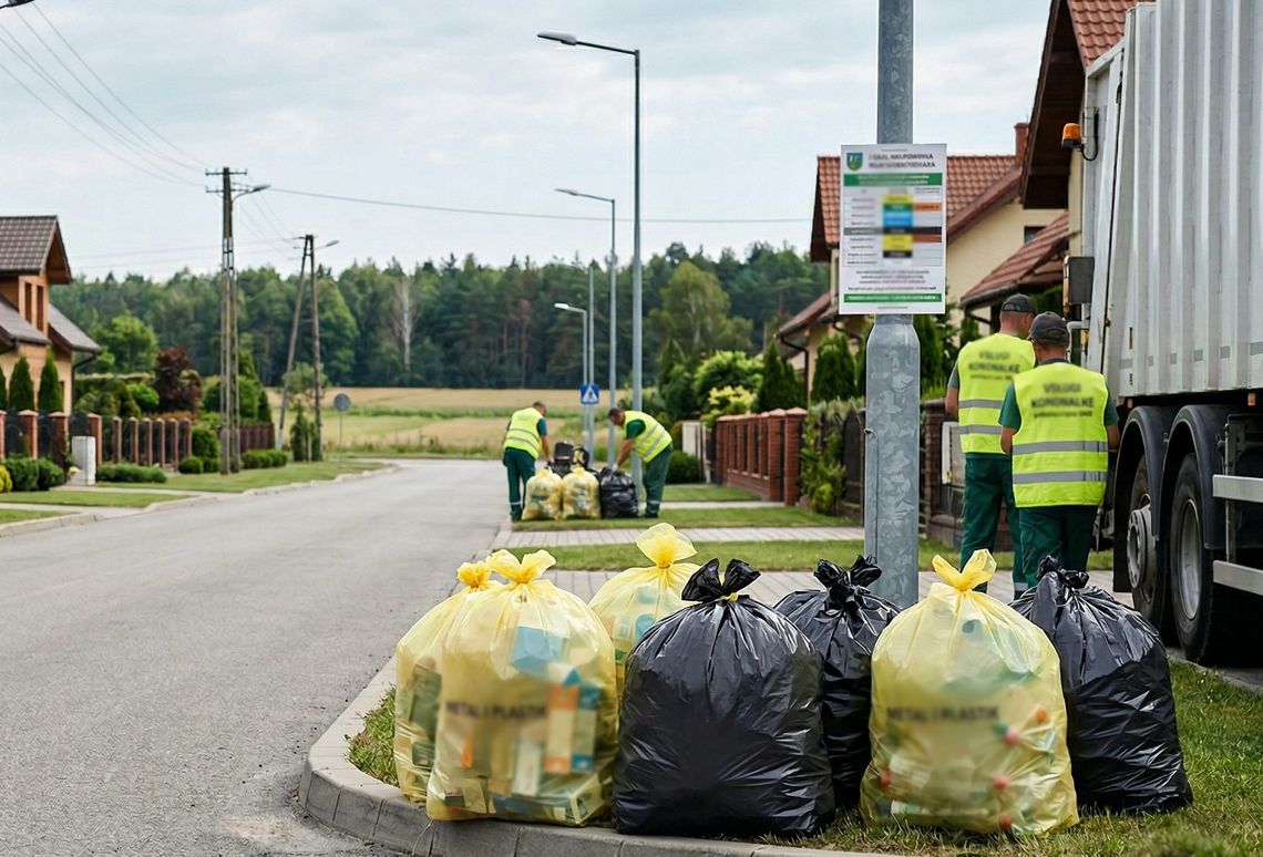 odbiór odpadów komunalnych na ulicy i zadbanym osiedlu