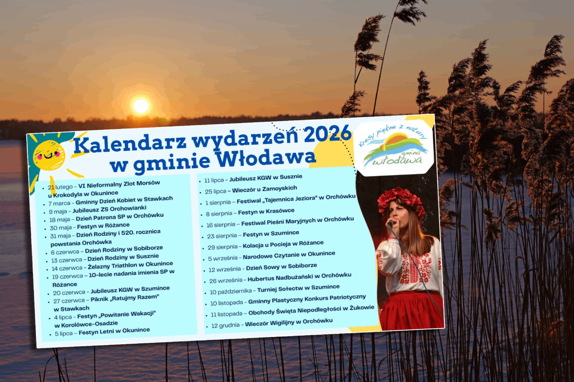 zdjecie pejzażu z nałożonym kalendarzem imprez w gminie włodawa