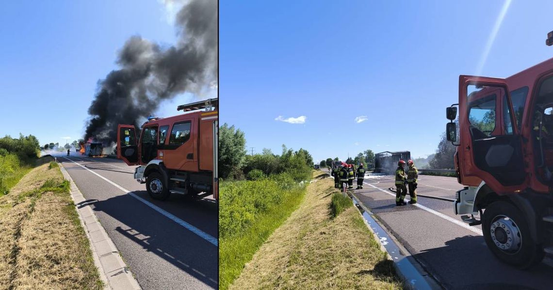W Brzeźnie płonie TIR. Kierowca z obrażeniami ciała zabrany do szpitala W Brzeźnie płonie TIR. Kierowca z obrażeniami ciała zabrany do szpitala