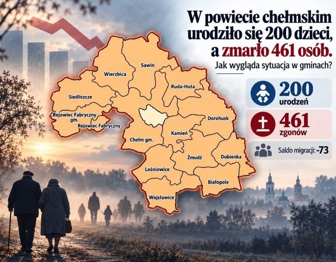 W powiecie chełmskim urodziło się 200 dzieci, a zmarło 461 osób. Jak wygląda sytuacja w gminach?