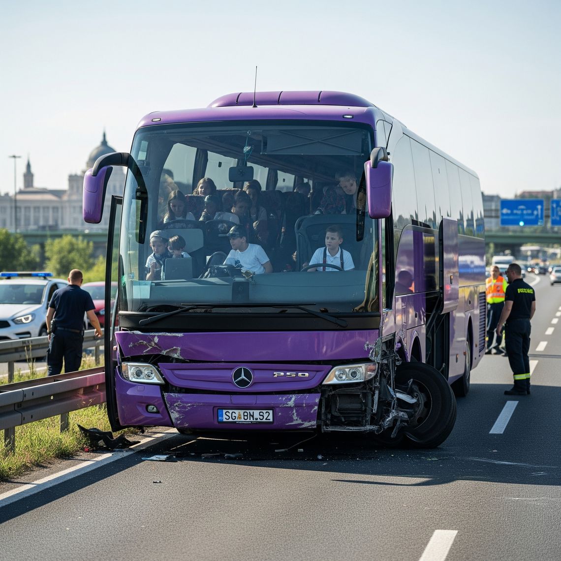 Węgry. W polskim autokarze wybuchła opona. Jechali nim uczniowie z Lubelszczyzny