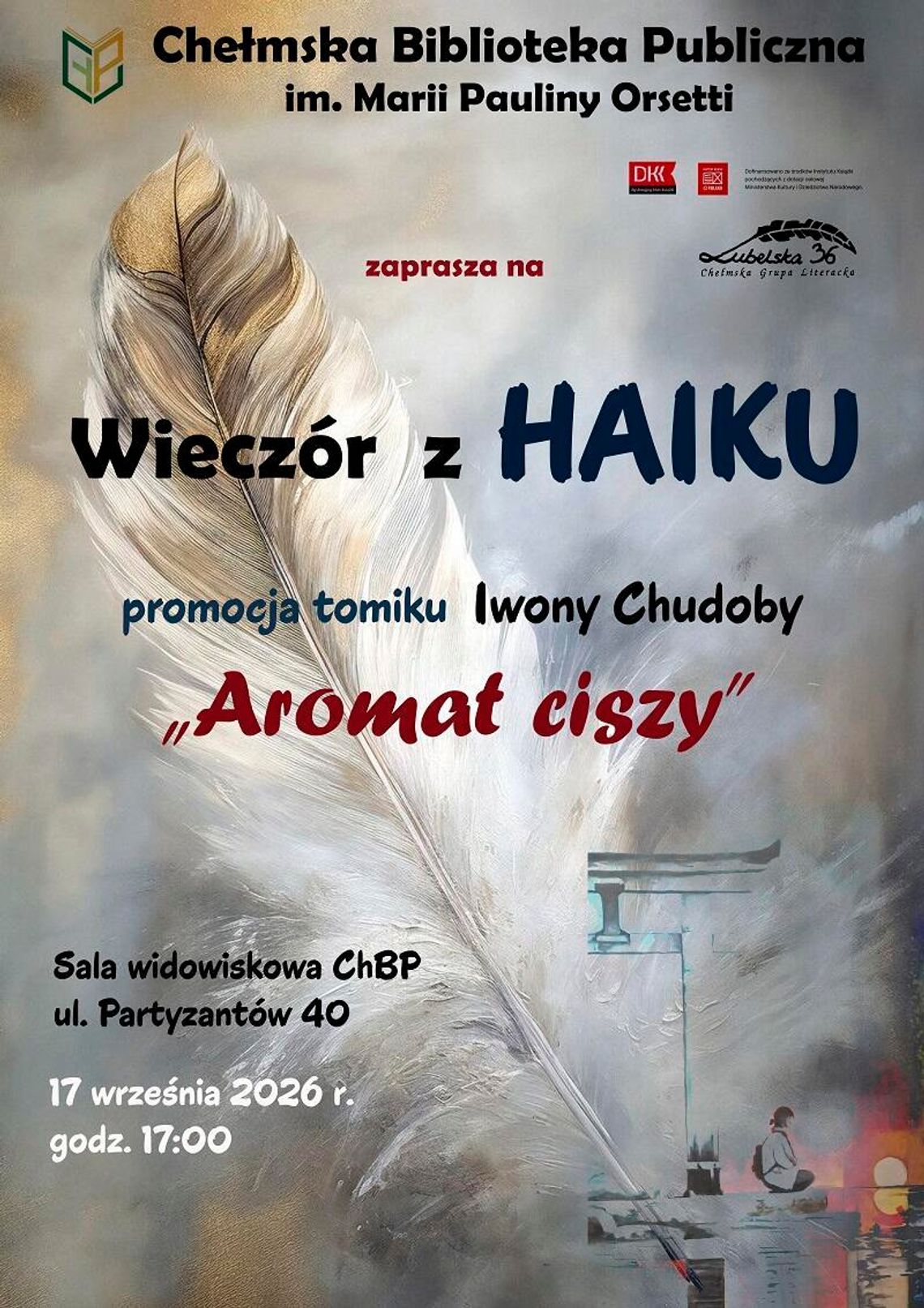 17 września w Chełmskiej Bibliotece Publicznej odbędzie się promocja tomu „Aromat ciszy” Iwony Chudoby.