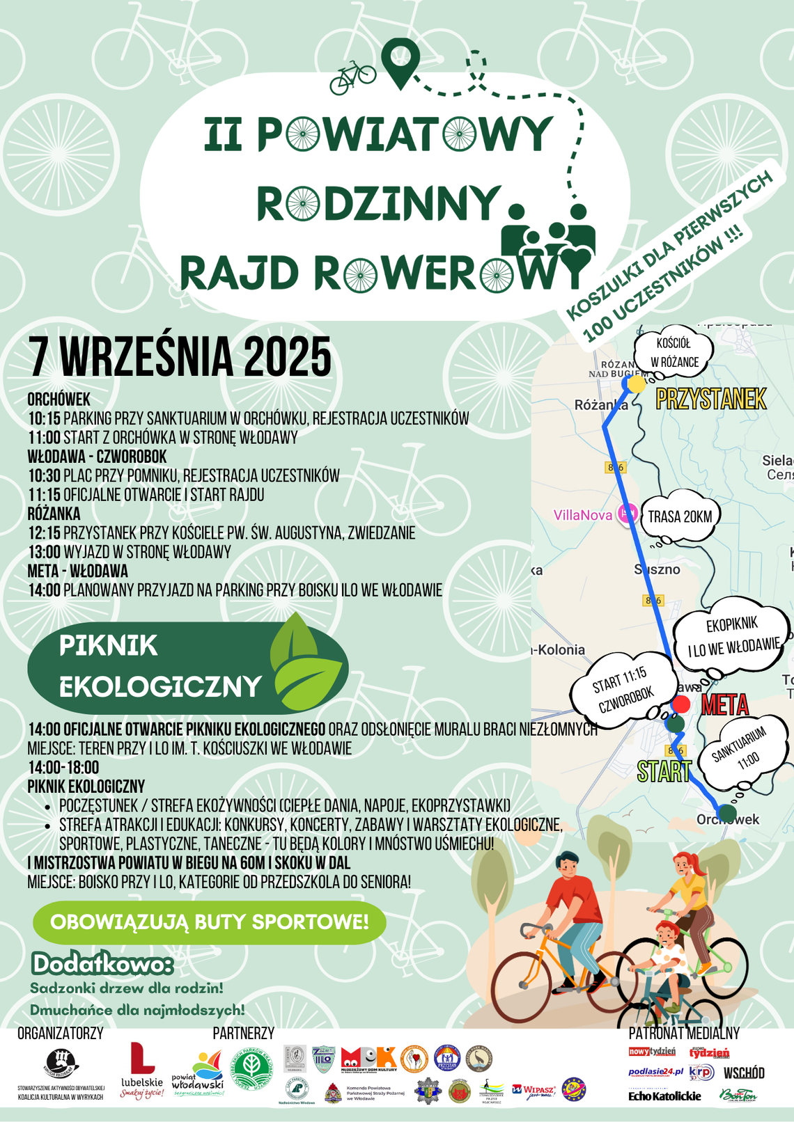 Plakat II Powiatowego Rodzinnego Rajdu Rowerowego