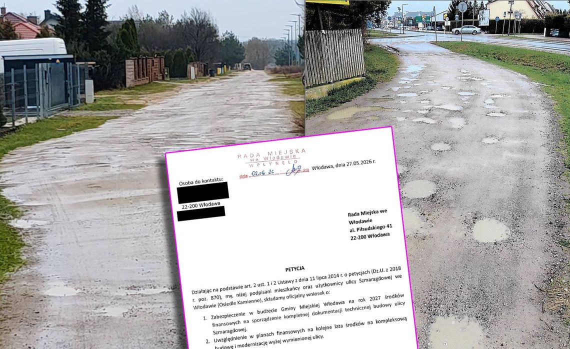petycja na tle zdjęć z ulicy szmaragdowej