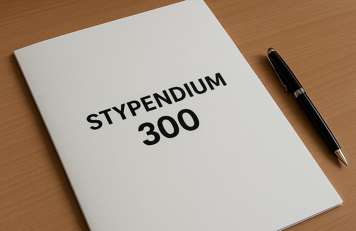 teczka z napisem stypendium 300