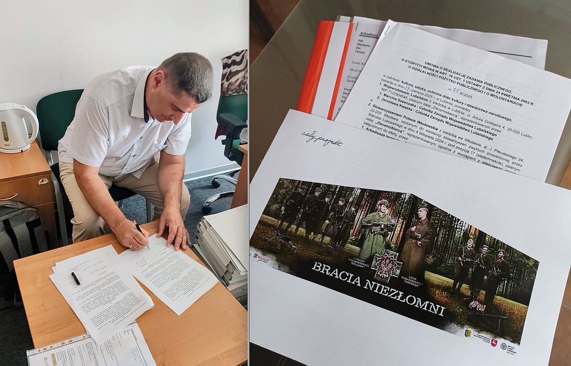Podpisanie umowy i projekt muralu pamięci Taraszkiewiczów