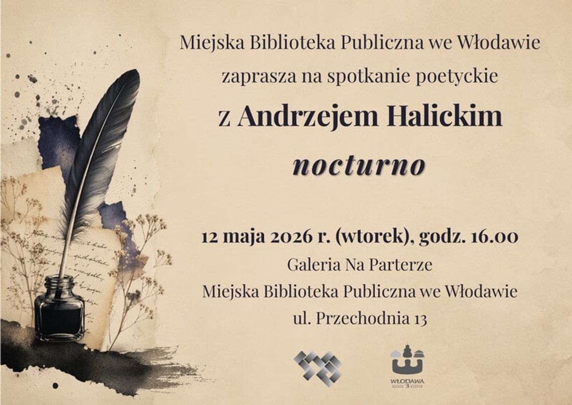 Spotkanie poetyckie odbędzie się 12 maja o godzinie 16.00 w siedzibie biblioteki przy ulicy Przechodniej 13.