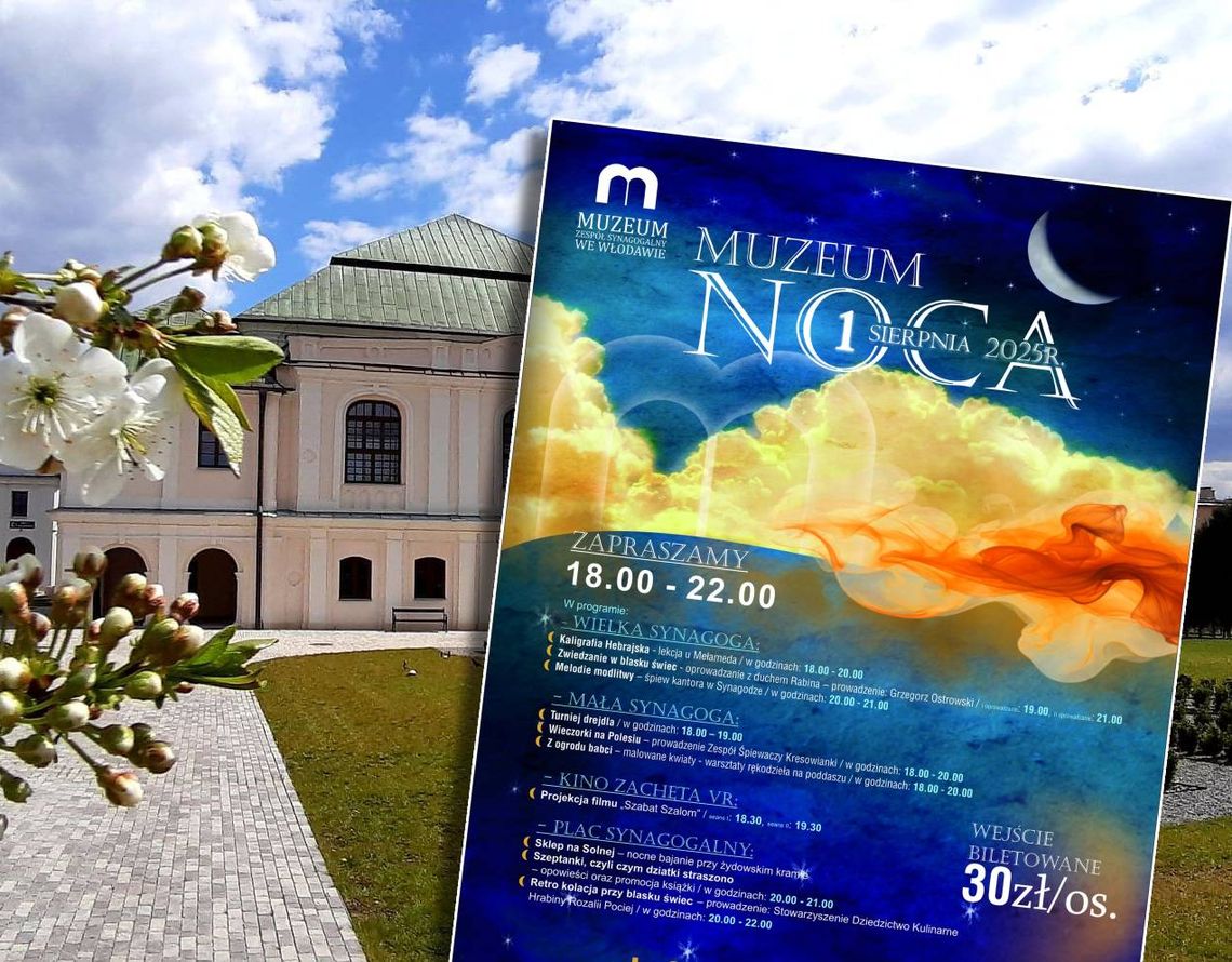 Plakat wydarzenia na tle muzeum