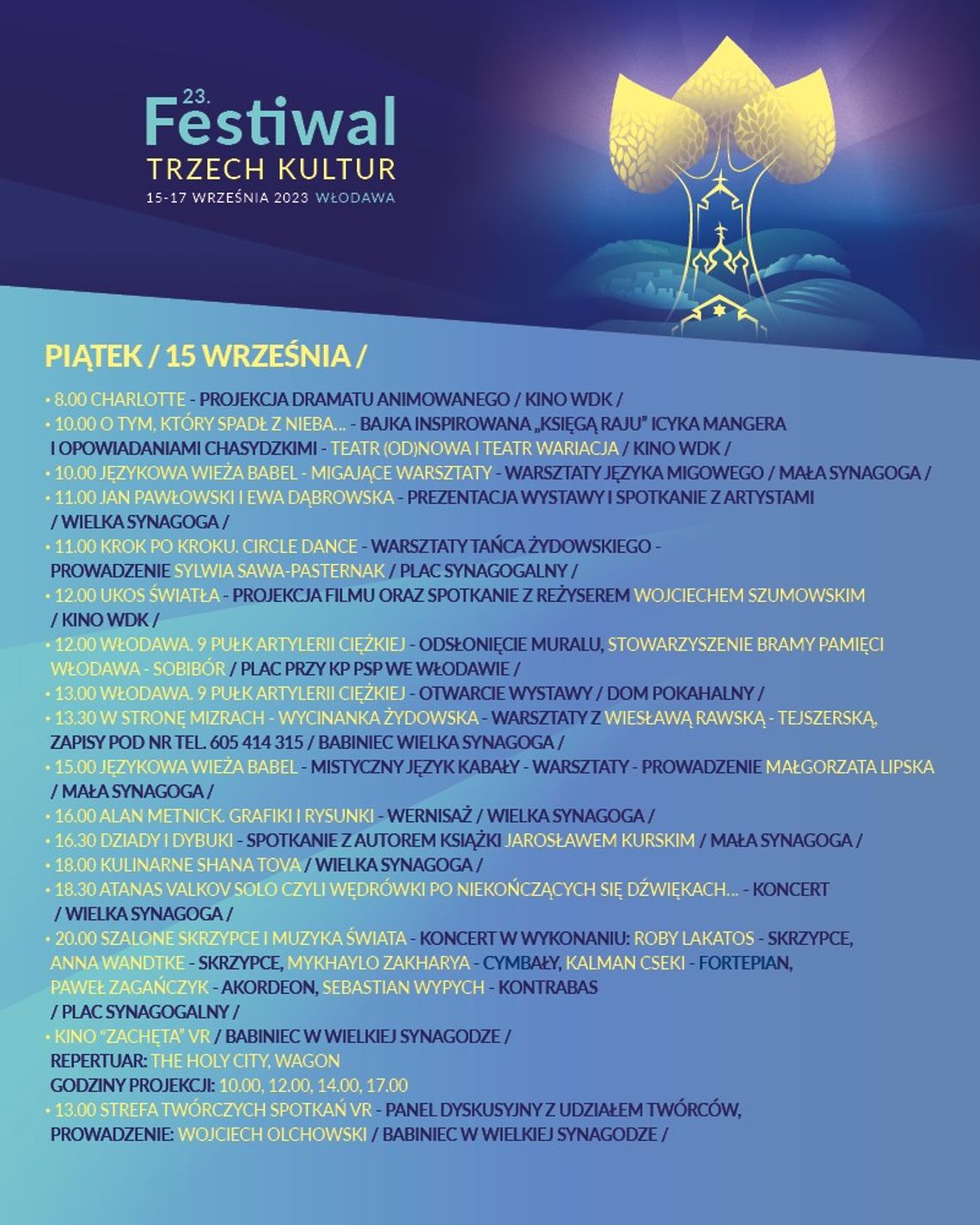 Program Festiwalu Trzech Klutur we Włodawie