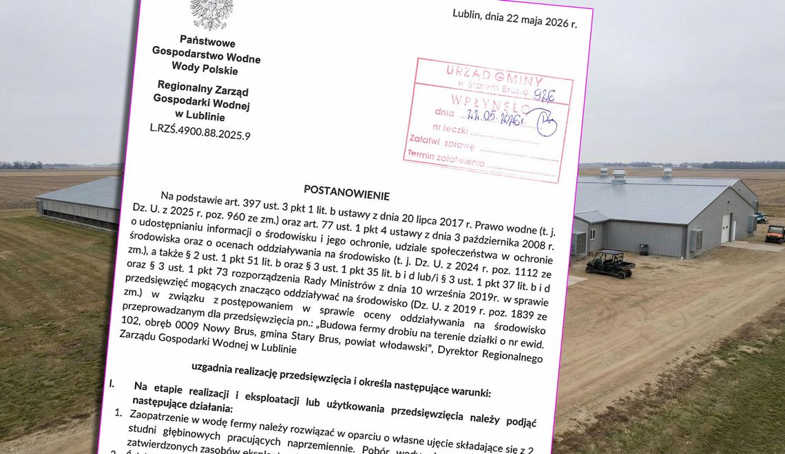 Wody Polskie stawiają warunki budowie fermy w Nowym Brusie opinia wód polskich na tle przykładowej fermy drobiu