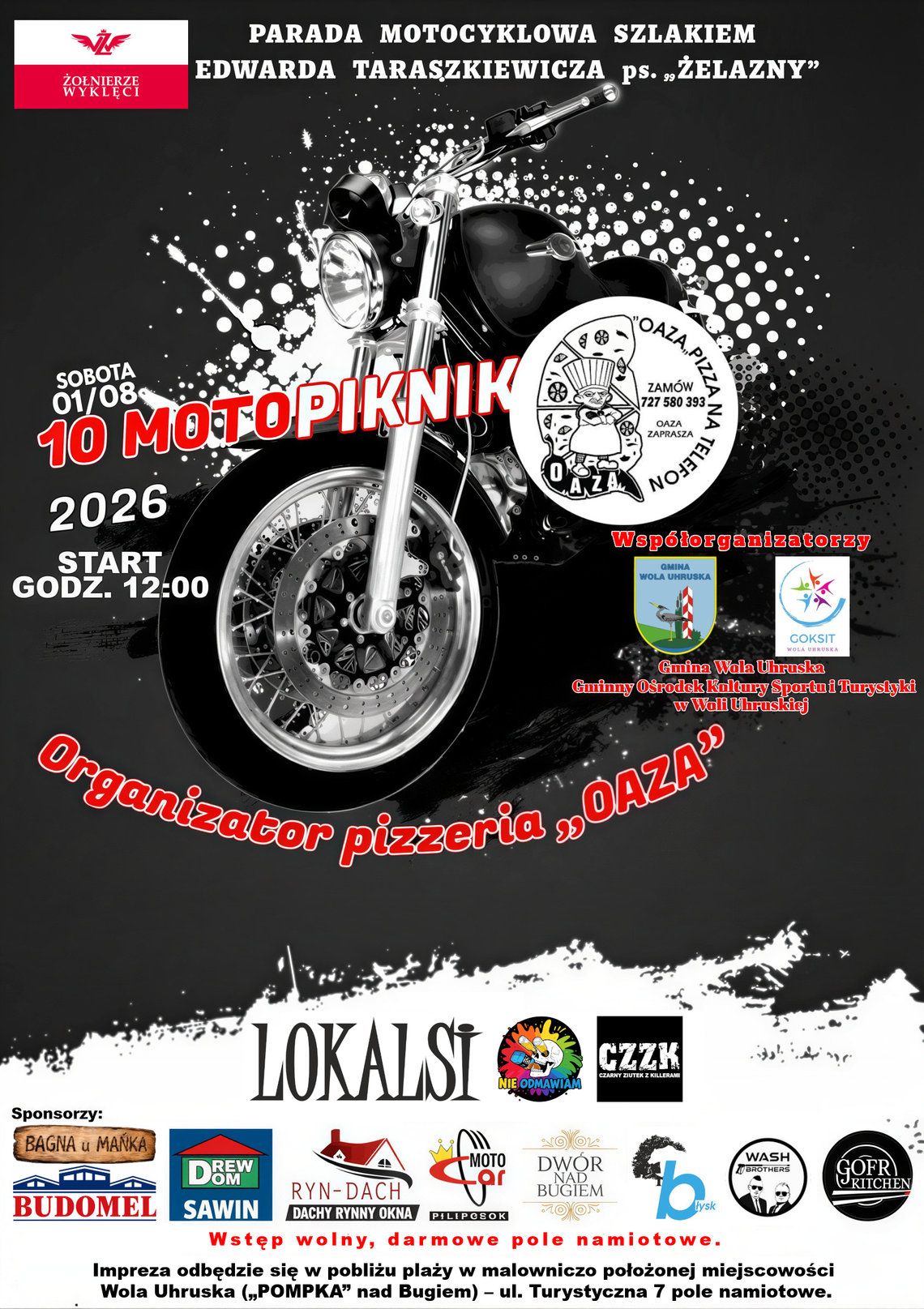 1 sierpnia w Woli Uhruskiej odbędzie się MOTOPIKNIK połączony z paradą motocyklową.