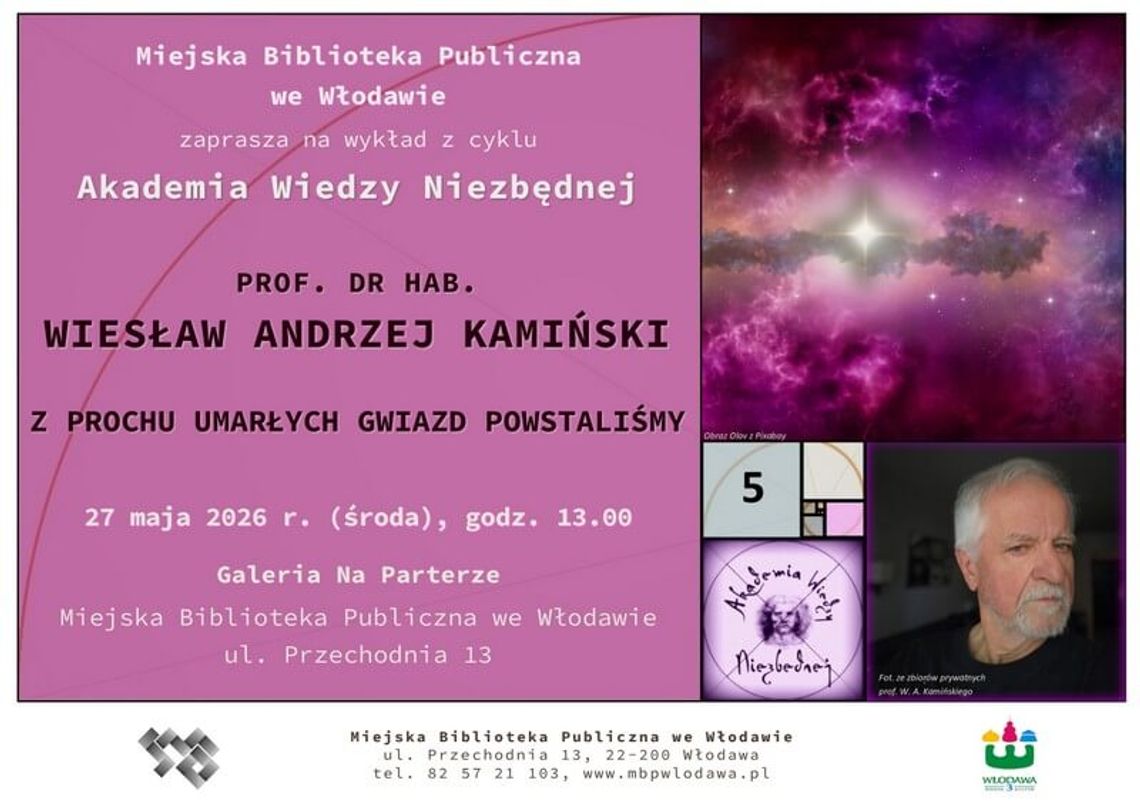 Wykład prof. Wiesława Andrzeja Kamińskiego we Włodawie 27 maja o godzinie 13:00, w Galerii Na Parterze przy ulicy Przechodniej 13 odbędzie się kolejny wykład z cyklu Akademia Wiedzy Niezbędnej.