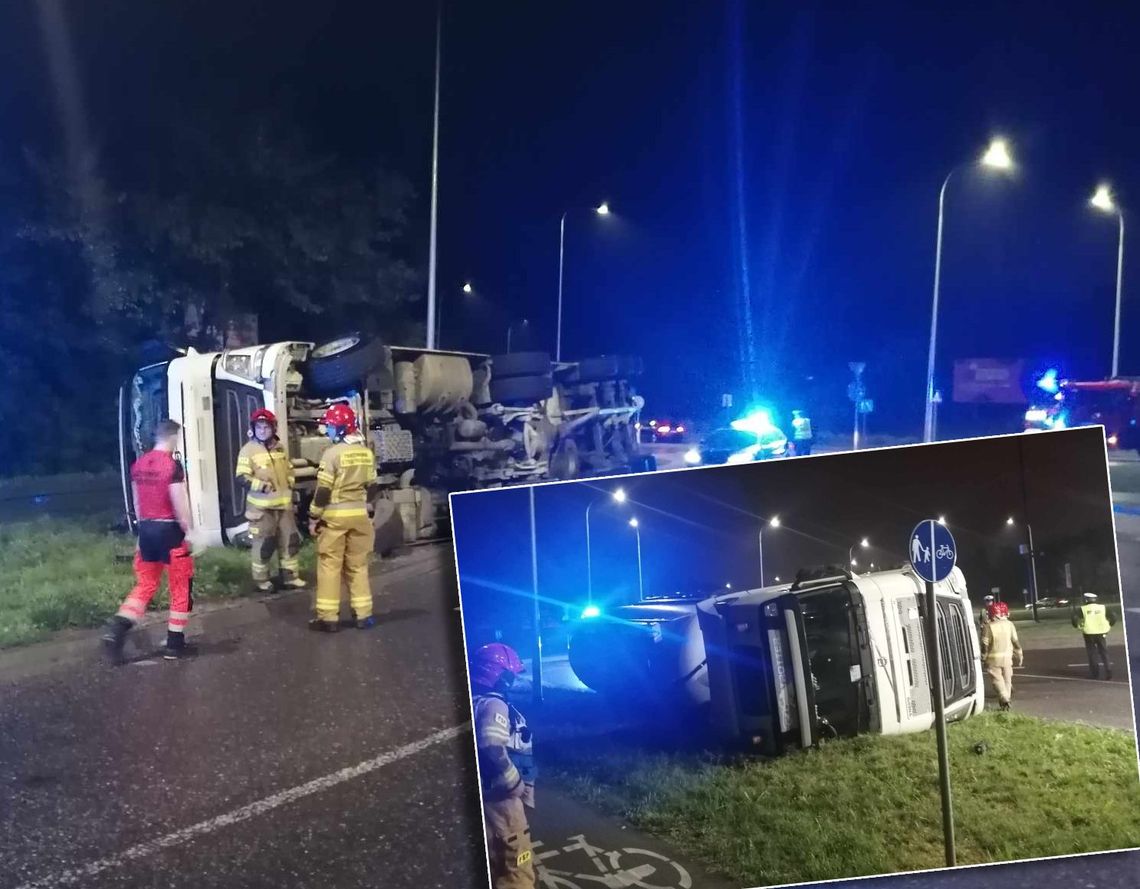 Wypadek w Michałowie, pożar w Żółtańcach, przewrócona ciężarówka na rondzie ZWiN