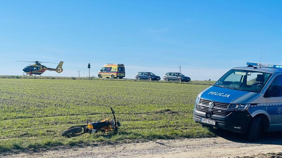 Z OSTATNIEJ CHWILI. Motocyklista najechał na motocyklistę. 16-latka zabrało pogotowie lotnicze [FILM]