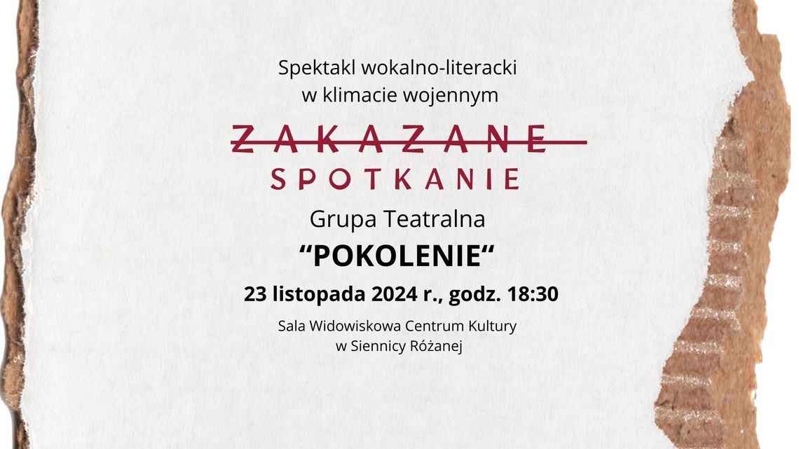 "Zakazane spotkanie" - zaproszenie na niezwykły wieczór w Centrum Kultury