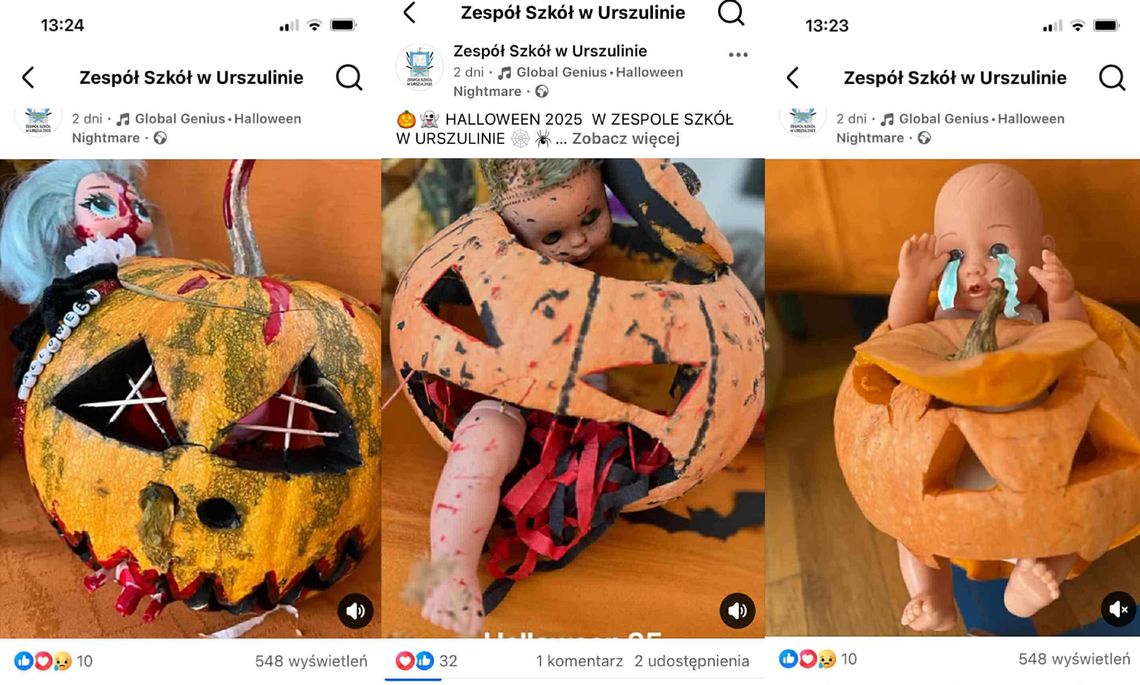 "Zakrwawione" twarze, "rany" zdobiące ciała, dynie z pokaleczonymi lalkami. Burza wokół szkolnego Halloween Zdjęcia z konkursu halloweenowego w urszulinie
