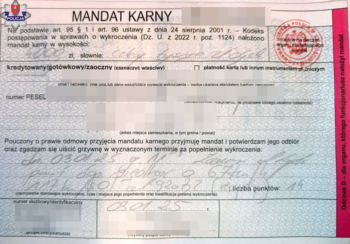 Ten mandat kosztował go 4 tys. zł. 30-latek stracił też prawo jazdy Ten mandat kosztował go 4 tys. zł. 30-latek stracił też prawo jazdy