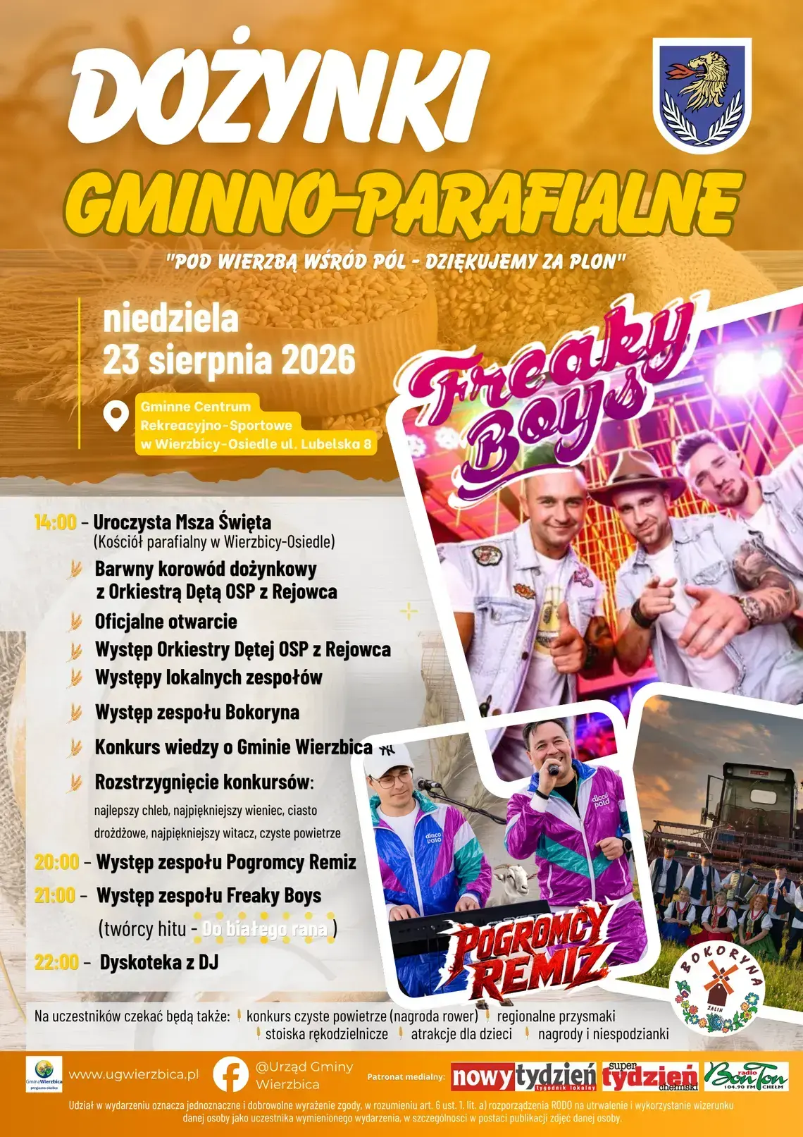 Zapowiedź Dożynek Gminno-Parafialnych w Wierzbicy! Zapowiedź Dożynek Gminno-Parafialnych w Wierzbicy!