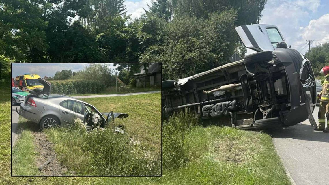 Zderzenie mercedesa z saabem w Srebrzyszczu. Jeden z kierowców trafił do szpitala
