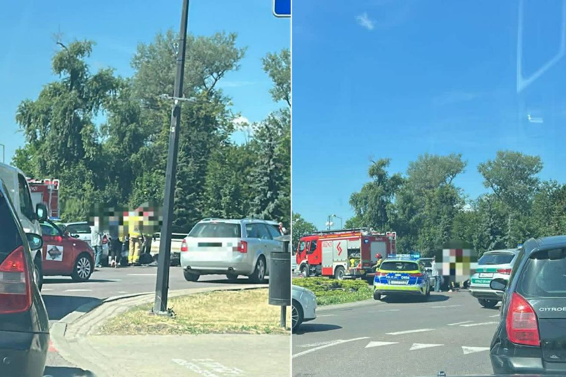 Zderzenie motoroweru ze Skodą na rondzie Jana Pawła II w Chełmie. 73-latek w szpitalu Zderzenie motoroweru ze Skodą na rondzie Jana Pawła II w Chełmie. 73-latek w szpitalu