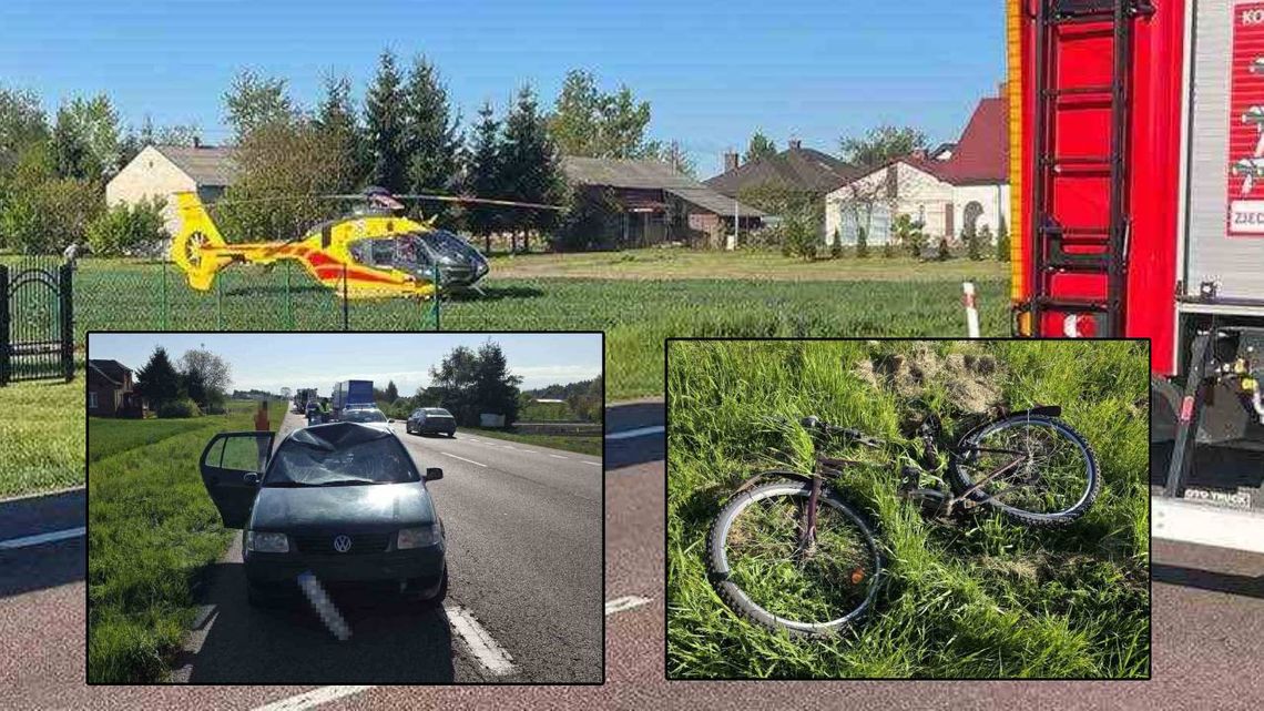 Zderzenie rowerzysty z osobówką. Poszkodowanemu pomogli chełmscy policjanci