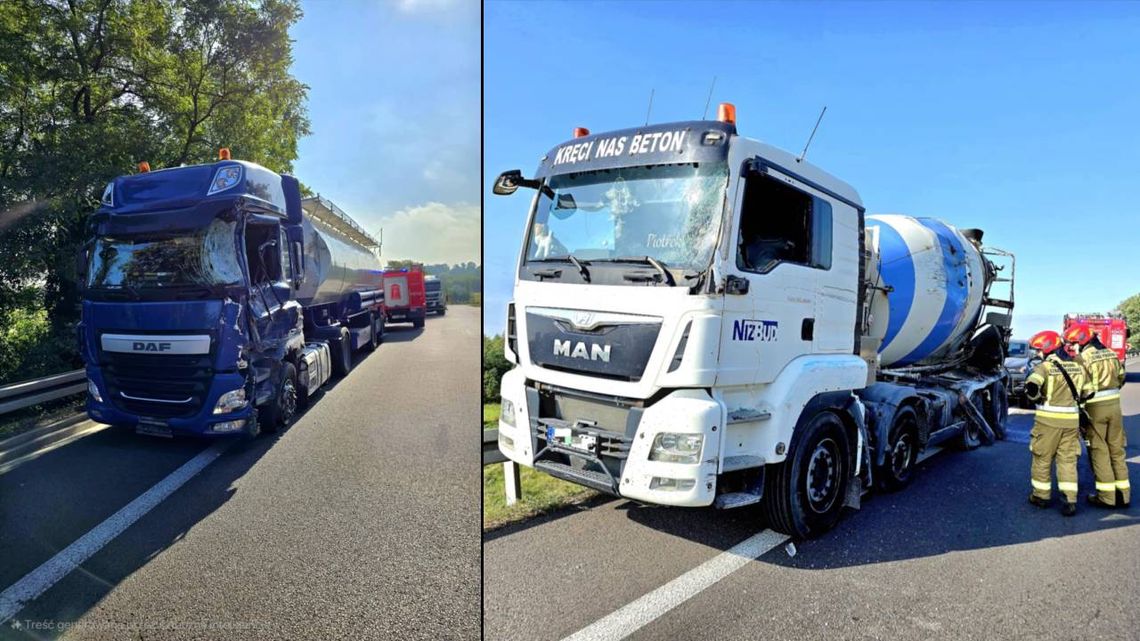 Zderzenie dwóch ciężarówek na krajowej 17 w Krasnymstawie