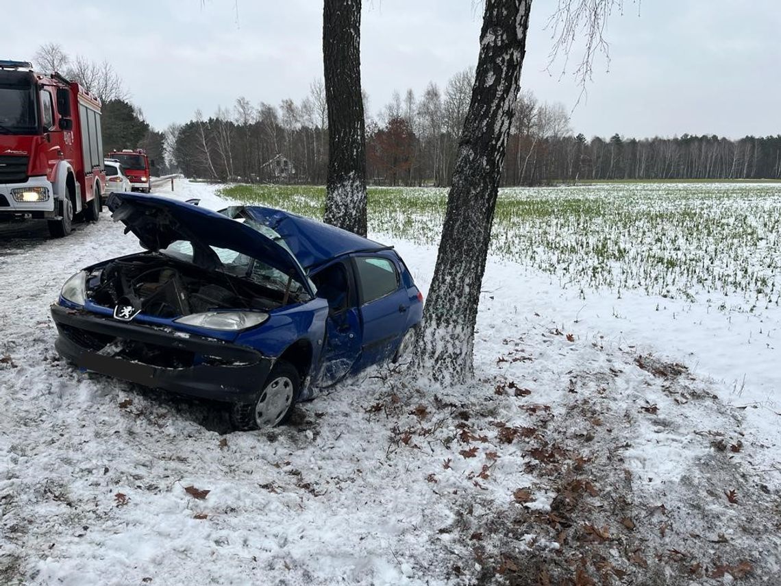 Zjechała z drogi i uderzyła w drzewo. Interweniowało lotnicze pogotowie